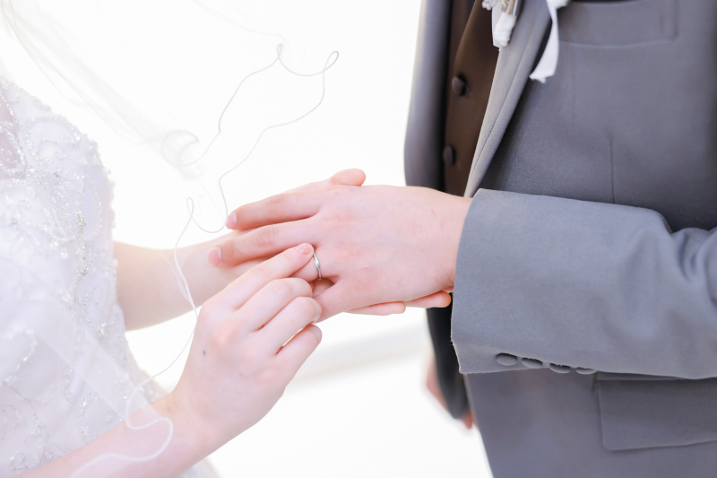 指輪の交換ショット♩