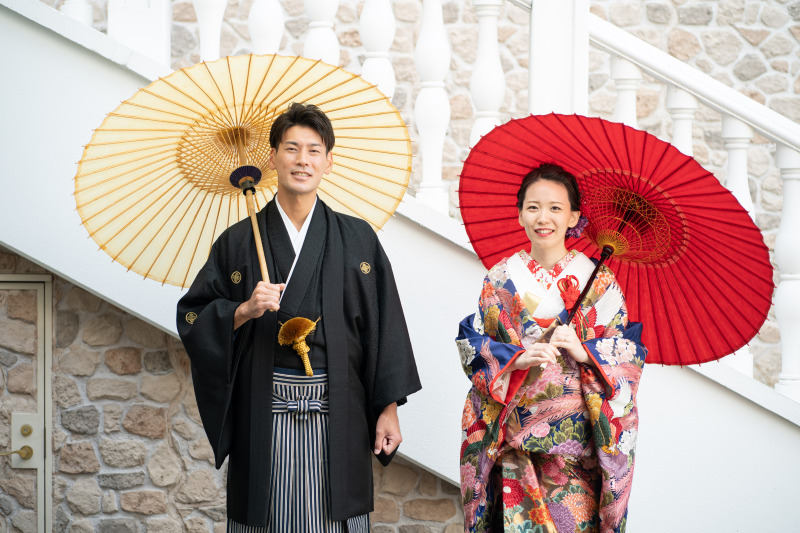 紅白和傘でおめでたく✷