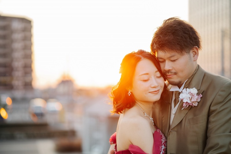 夕日に照らされたおふたり