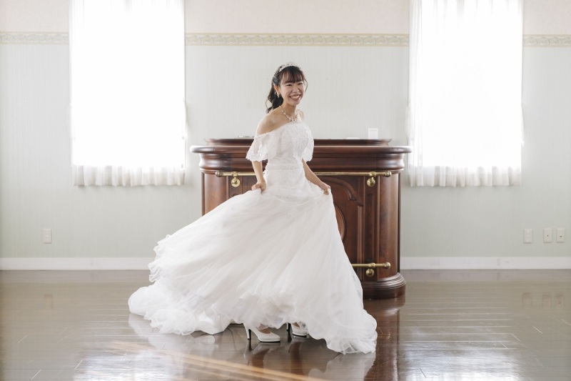 ふんわりドレスを活かして