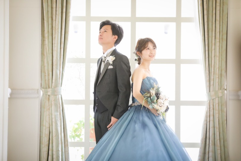 お色直し♡くすみブルードレス