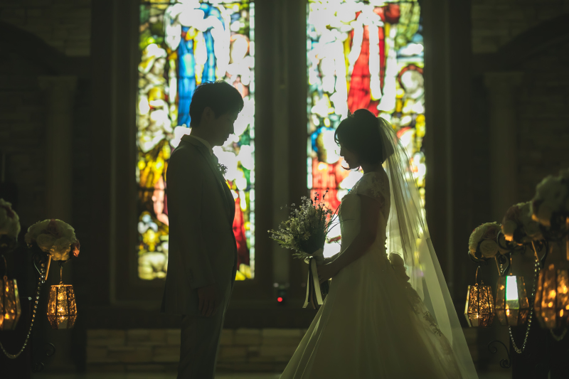 ステンドグラスと一緒に