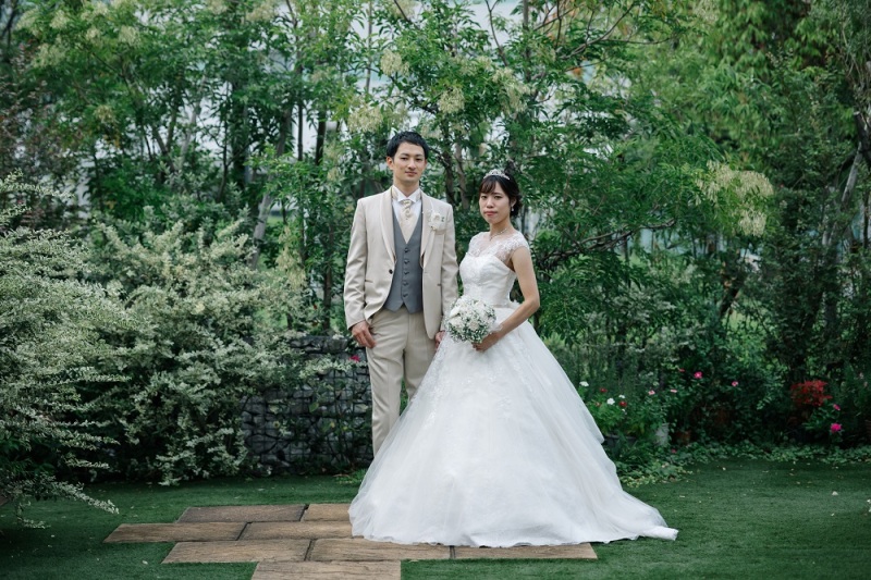 グリーンが豊かなガーデンにて