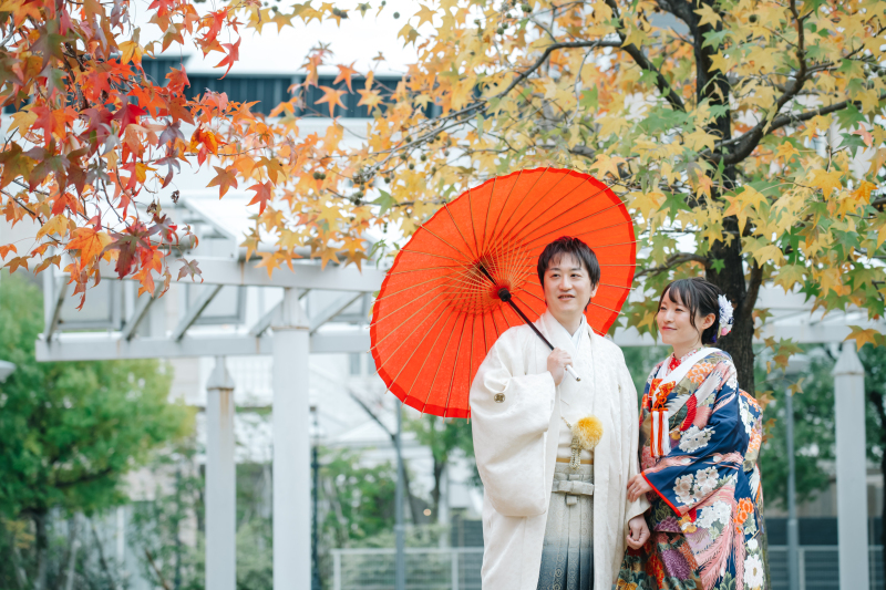 紅葉のグラデーションと♡