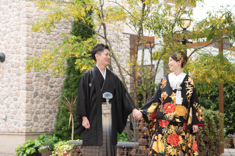 和装でガーデン撮影