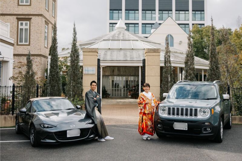 和洋＋お車と一緒に叶えるフォトW｜色打掛&ウェディングドレス◇スタジオ