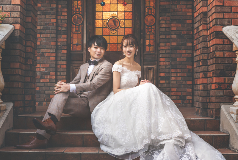 二人で座っての撮影♪