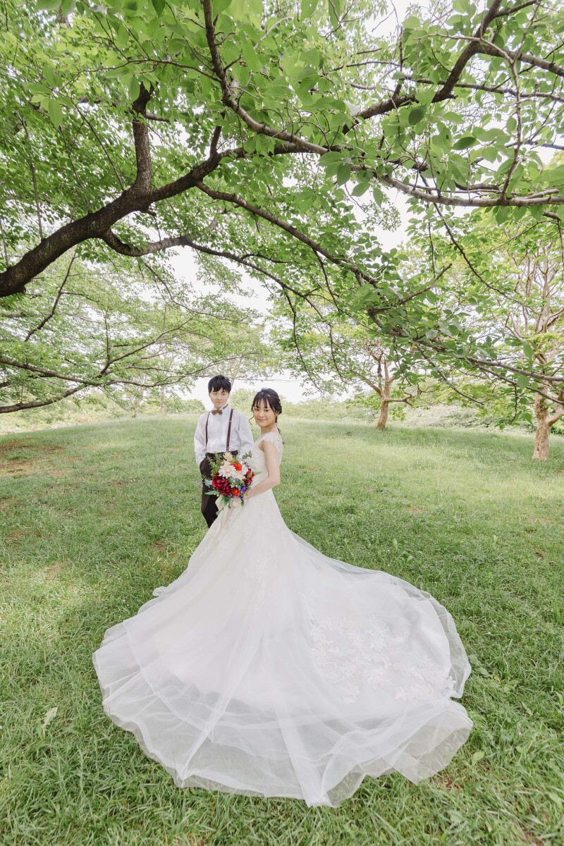 ドレスを広げて