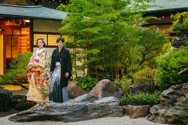 美しい庭園のライトアップ