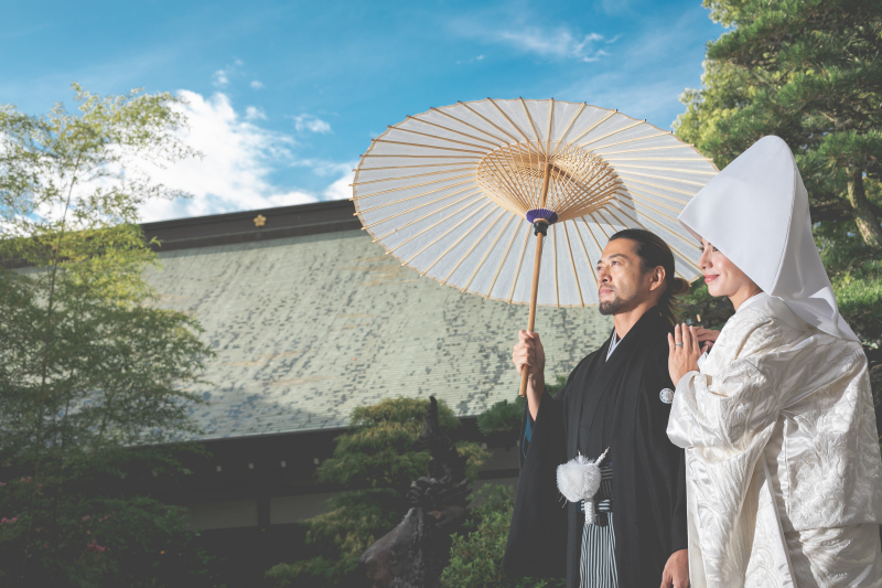 国の登録有形文化財「梅花殿」で撮影!挙式フォト&日本庭園フォトプラン【白無垢+綿帽子】~白無垢で挙式もお庭も♪~