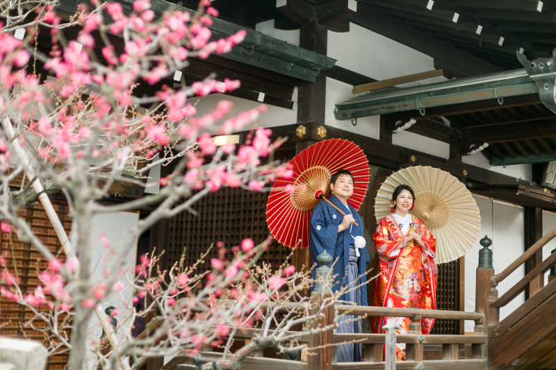 【衣装こだわりプラン】国の登録有形文化財の神殿「梅花殿」挙式フォト&日本庭園フォト【白無垢+色打掛】