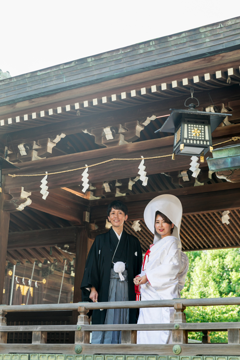 【衣裳こだわり+アルバム付きプラン】国の登録有形文化財の神殿「梅花殿」挙式フォト&日本庭園フォト【白無垢+色打掛】
