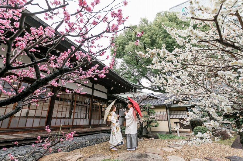 【衣装グレードUP!】日本庭園フォト【引き振袖】プラン~通常、白無垢+洋髪プランの所、引き振袖+洋髪での撮影に!~