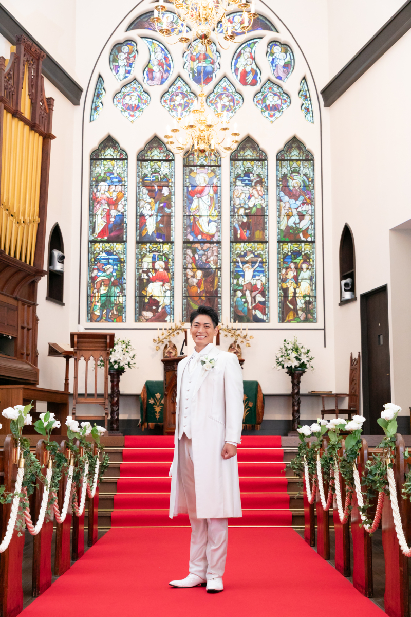 長身を活かしたロング丈のタキシード