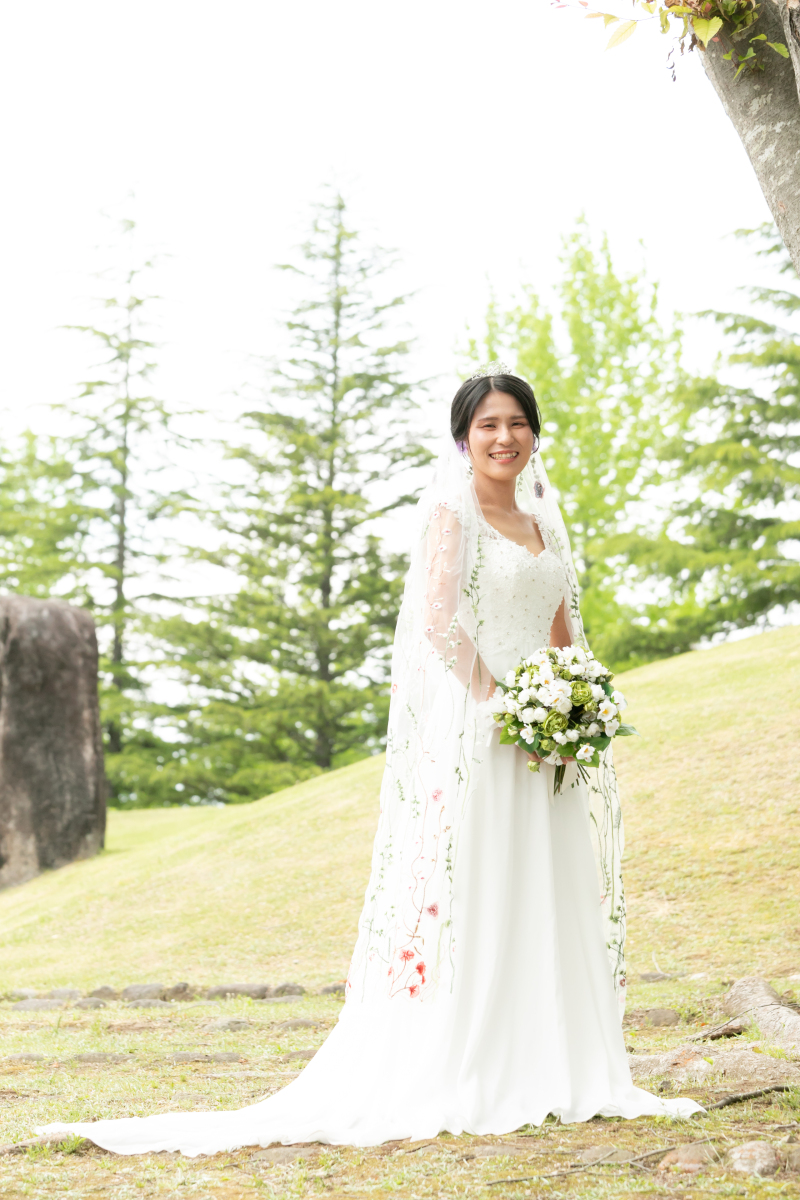 お持ち込みの花柄のベール