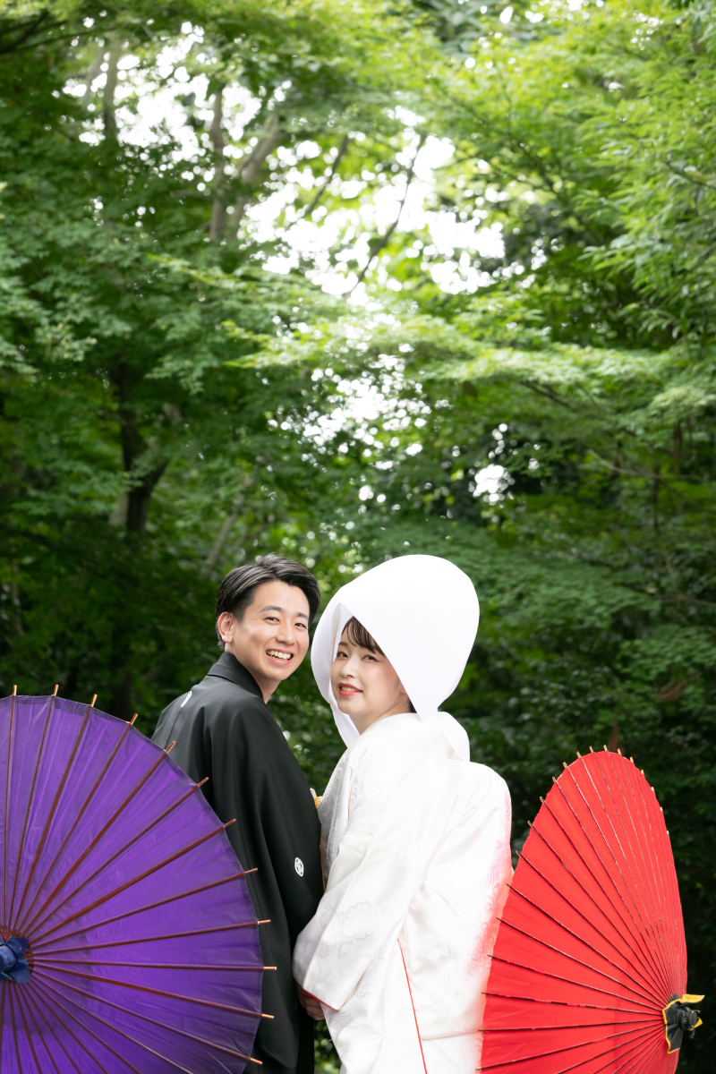 番傘で振り向きショット