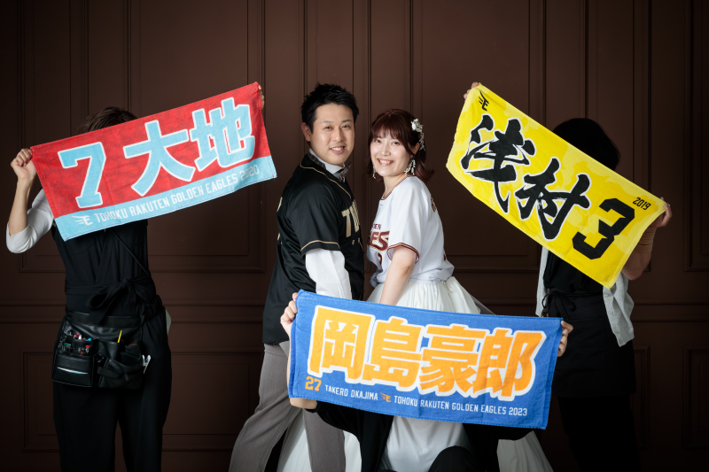 大好きな野球と一緒にフォトウエディング　スタジオ　洋装