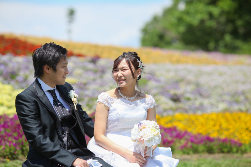 カラフルな花壇