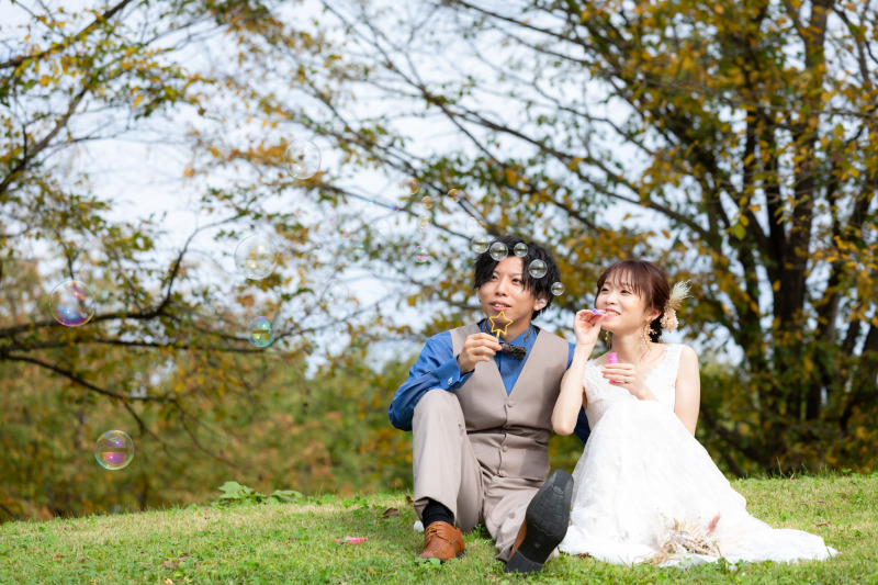 シャボン玉をふきながら