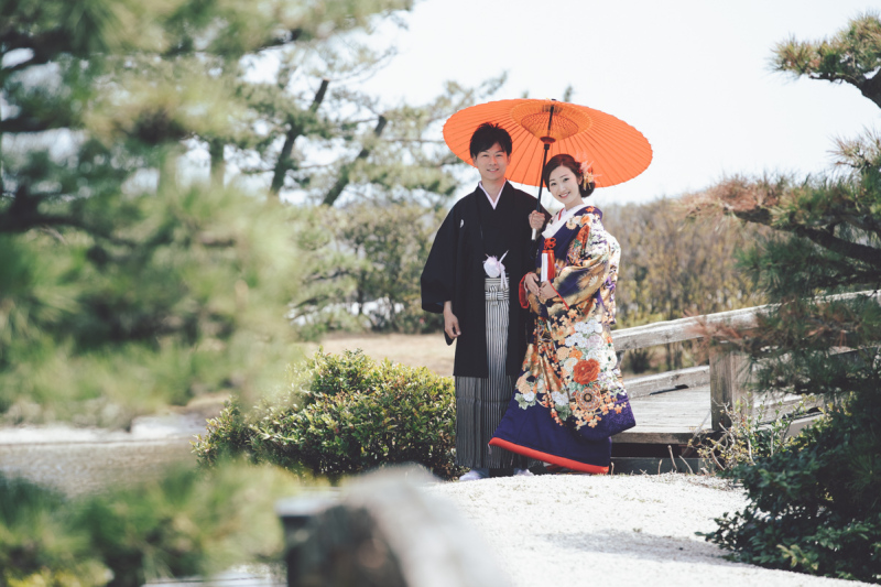 【旅婚】松島庭園フォト　キモノ＋ドレスロケーションプラン（全データ・4ポーズ台紙付き）