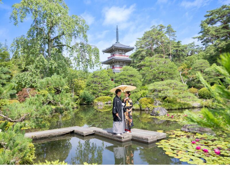 【日本庭園：輪王寺で和装撮影】キモノロケーションプラン