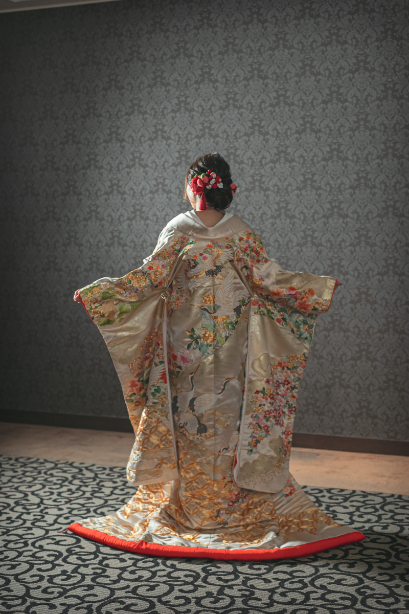 館内で和装撮影からスタート