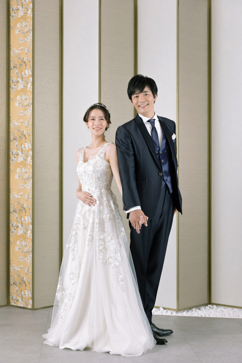 上品なウェディングドレスで