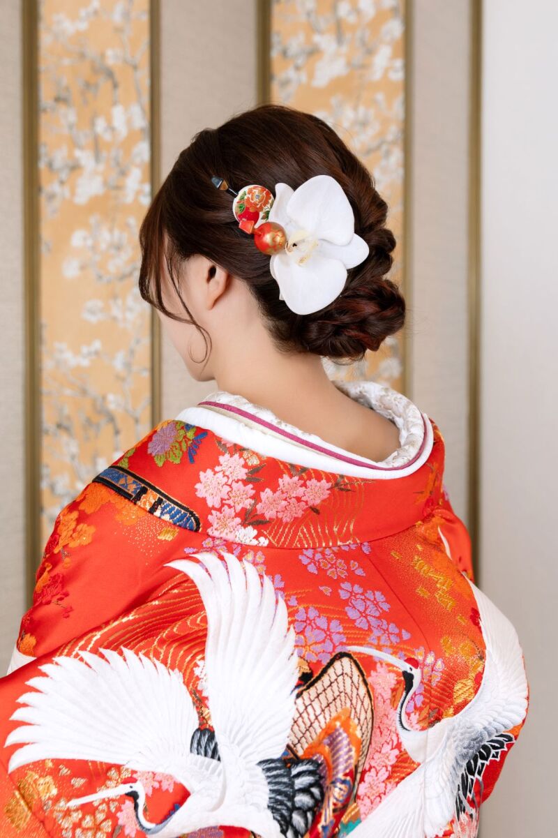 素敵に仕上げたヘアスタイルも