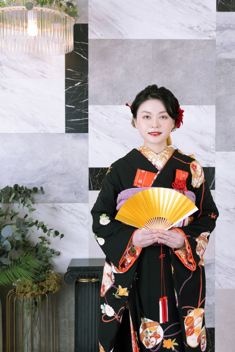 引き振袖で撮影☺