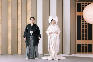 綿帽子×屏風でフォーマルな記念撮影