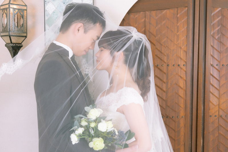 おふたりでベールに入って。。