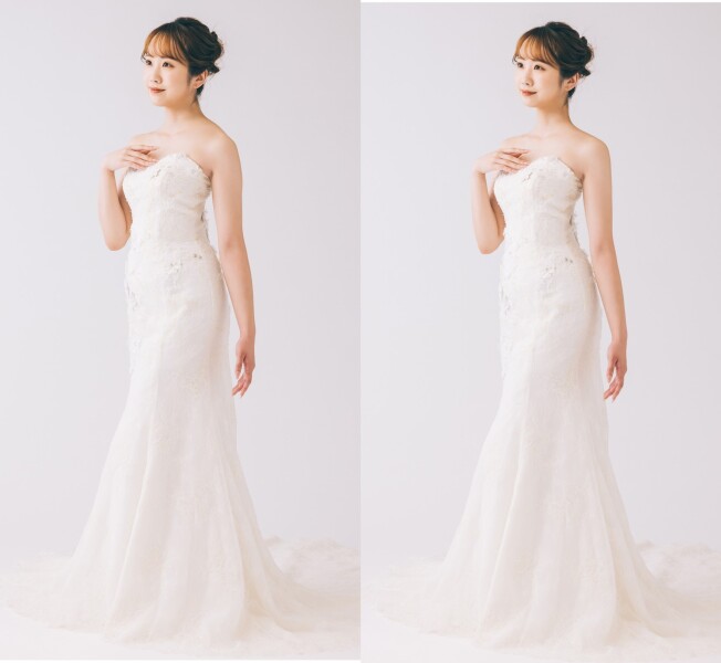 ドレス部分の加工ですらっとした印象に