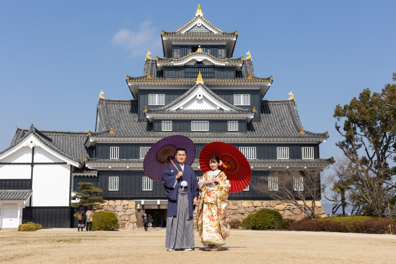 冬の岡山城&烏城公園ロケーション