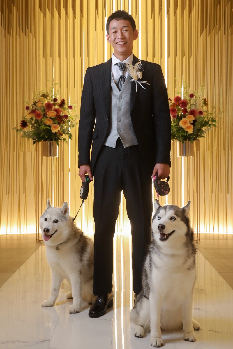 新郎さんとのスリーショット