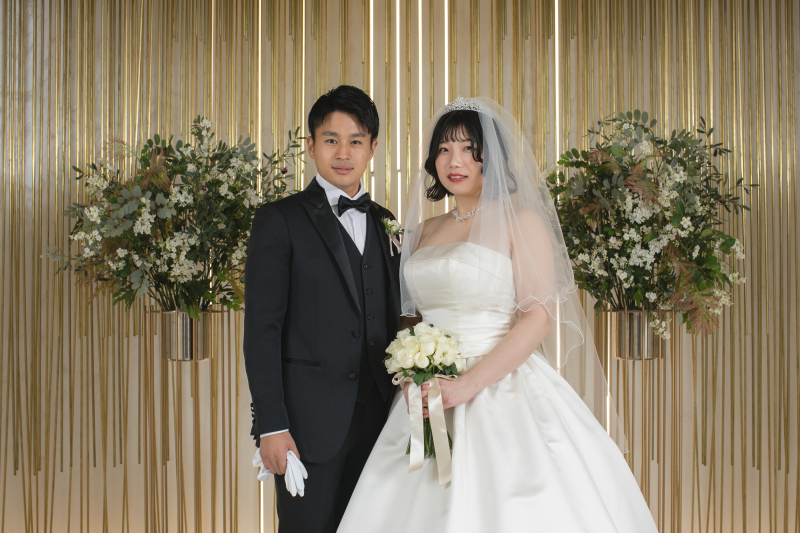 洋装+生花ブーケ