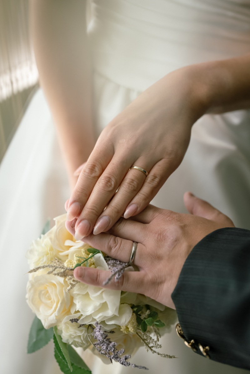 指輪とブーケと