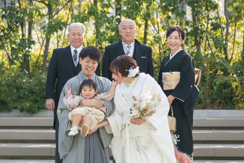 ご家族と屋上で