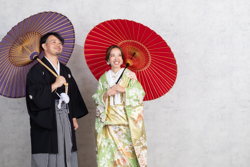 和傘を使って...