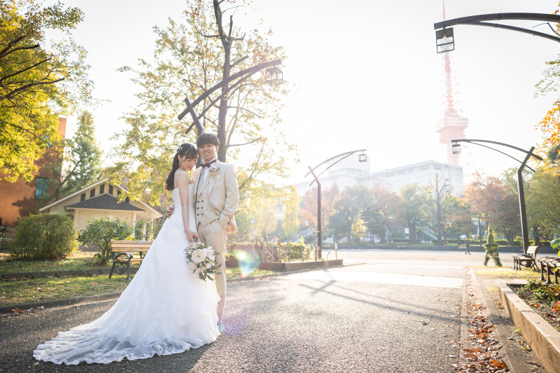 東京タワーを背景に撮影スタート♪