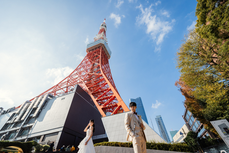 東京タワーの真下で大迫力なお写真!