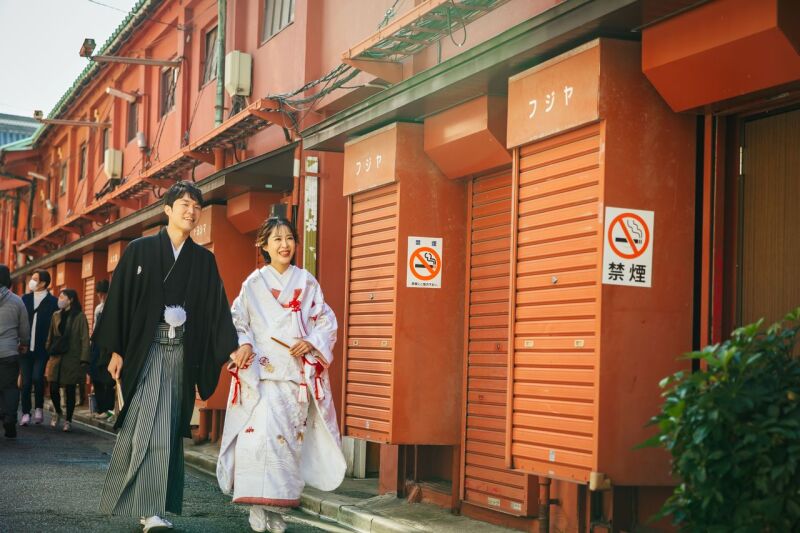 浅草から和装姿で撮影スタート!