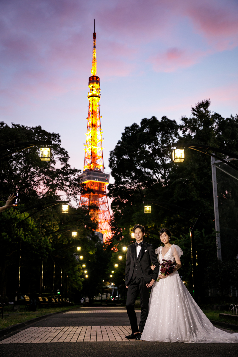 【東京タワー(ナイト撮影)】人気のブランドドレスからセレクトOK!ドレスフォトプラン*ドラマティックなナイト撮影*100カット