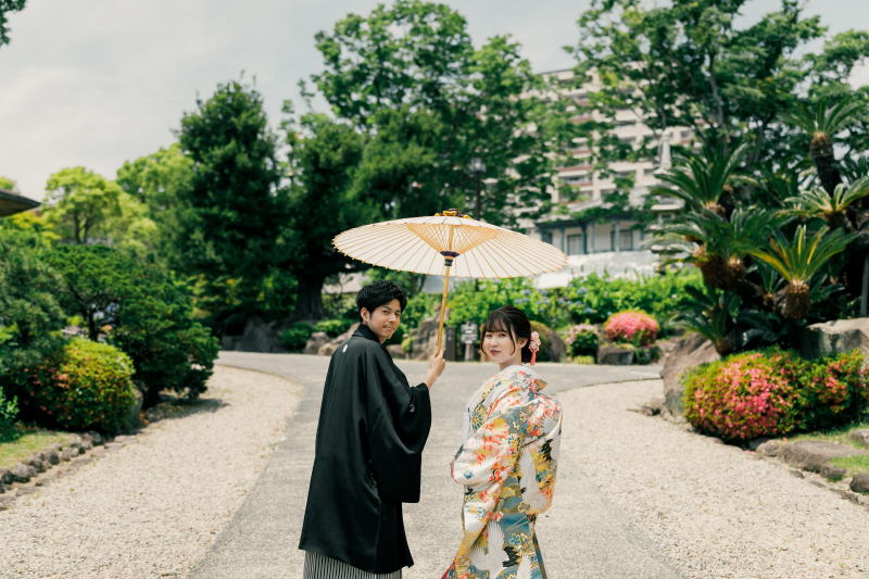相楽園にて和装姿で撮影！