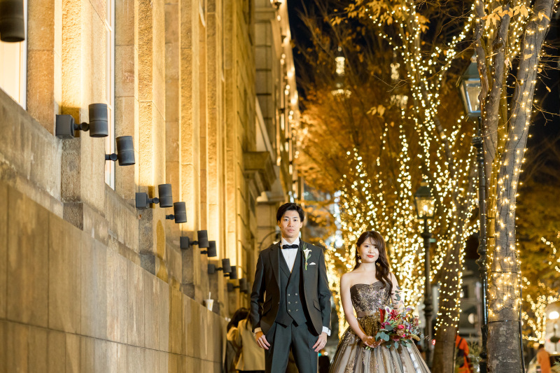 旧居留地のイルミネーションと★