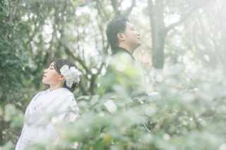 和装×相楽園/カラードレス×旧居留地（ナイトイルミネーション）