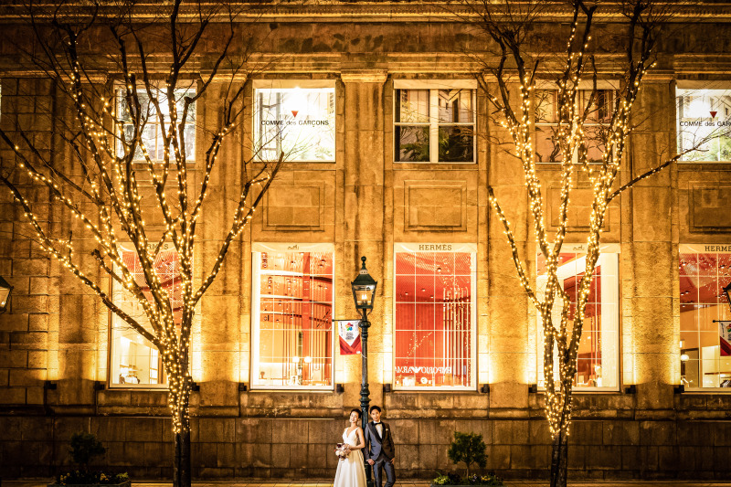 【旧居留地(ナイト)】イルミネーションフォト*ブランドドレスからセレクトできる洋装ロケフォトプラン+データ50カット付