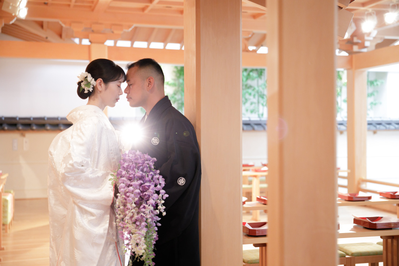 和装は神殿の天翔殿で撮影スタート♪