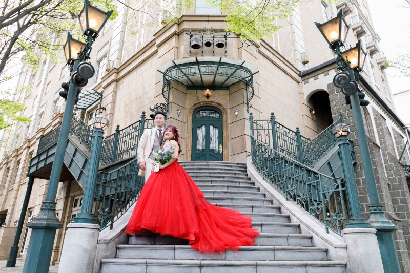 お色直しの後は屋外での撮影も！