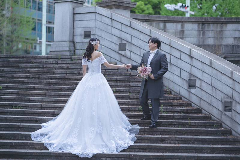 大階段で撮影