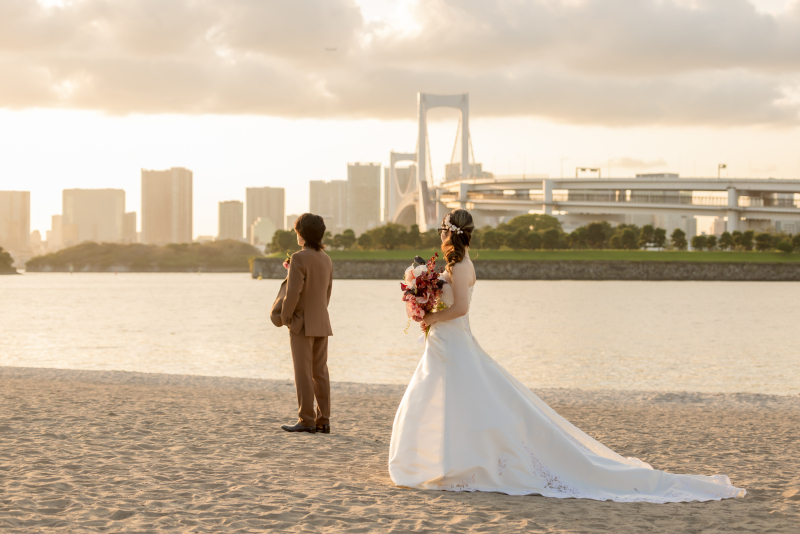 《お台場海浜公園》全データ&アルバム10P・レタッチ付|衣裳追加料金なし☆サンセット~ナイト撮影orスタジオ撮影プレゼント